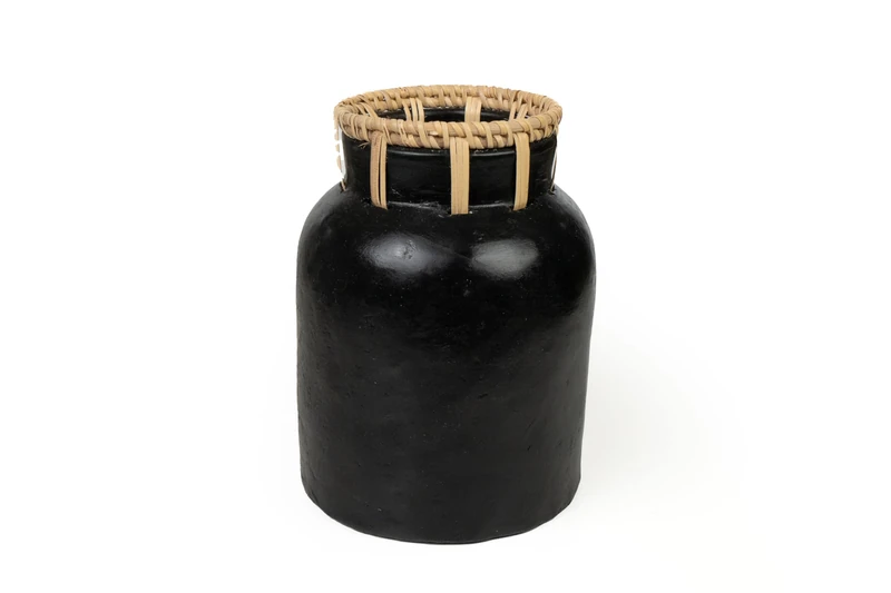 FLORERO Ceramic Black/Rattan - Image 1