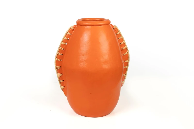 FLORERO Ceramic Naranja/Rattan