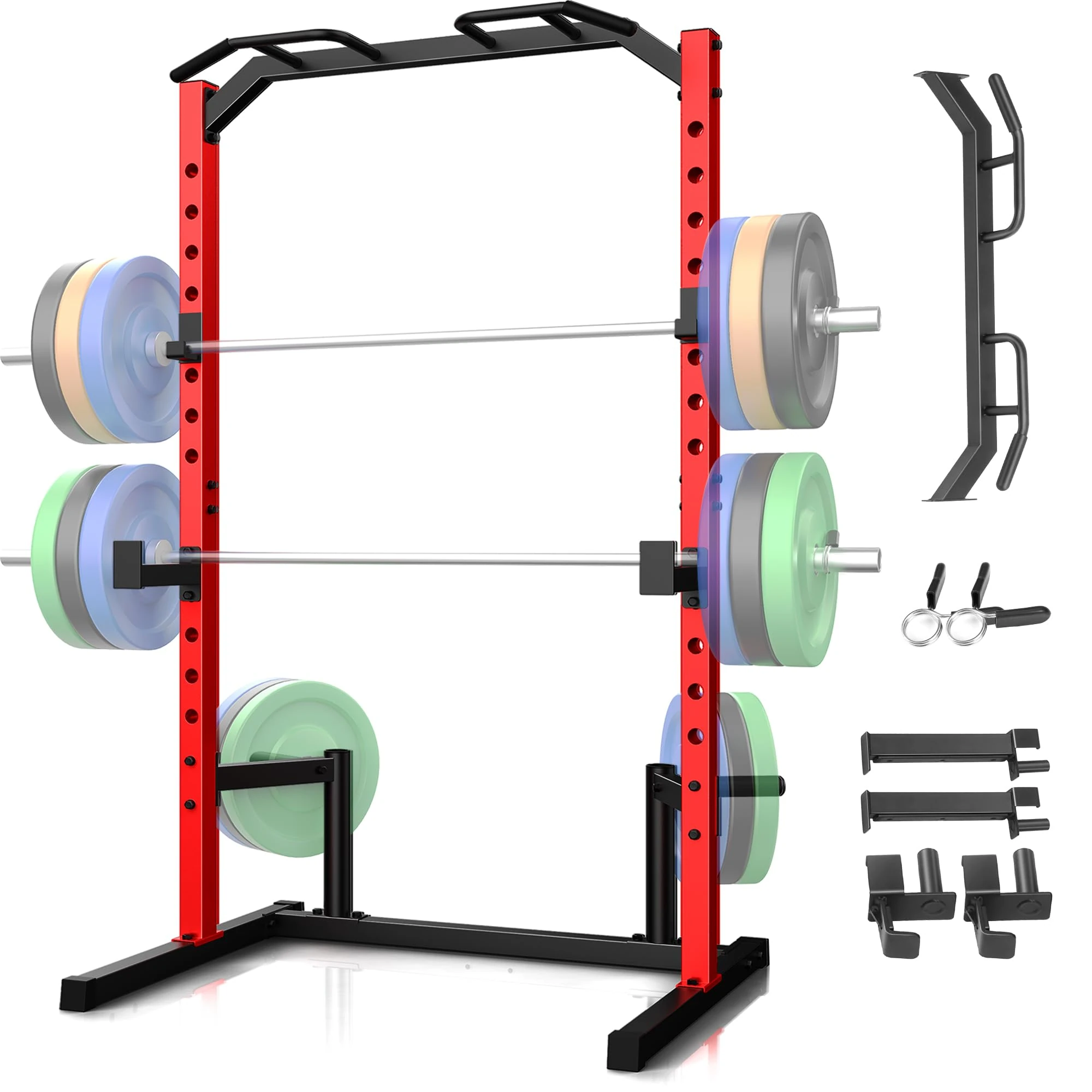OPPSDECOR Power Cage, Multi-Function Power Rack with Adjustable Cable Pulley System, Squat Rack with Pull-up Bar, J-Hooks, More Training Attachment for Home Gym