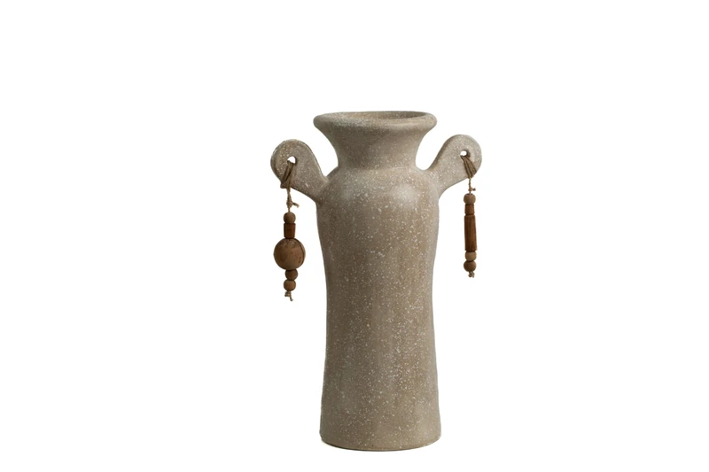 JARRON CERAMIC C/COLGANTES MADERA