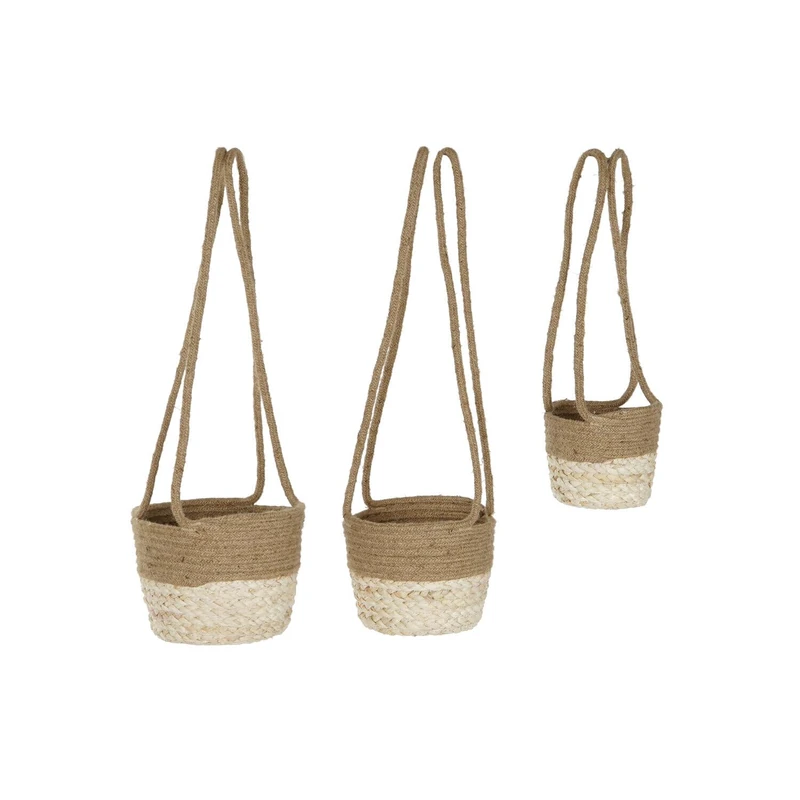 AlexandreHouse Macetero Set of 3 Majizado Yute 26 x 26 x 70 cm Natural