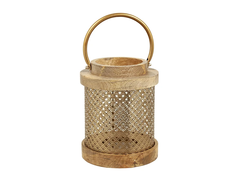 Farol Madera/Metal Dorado - Image 1