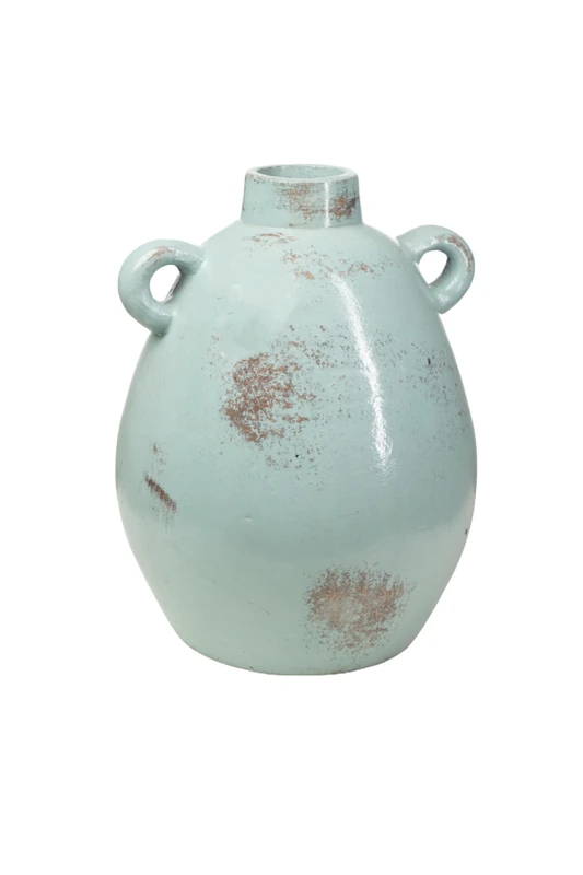 FLORERO TERRACOTA 2 ASAS AZUL