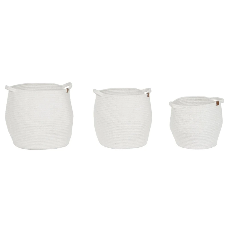 Algodon Basket Set of 3 34 x 34 x 34 cm with Asas Blanco - Image 1