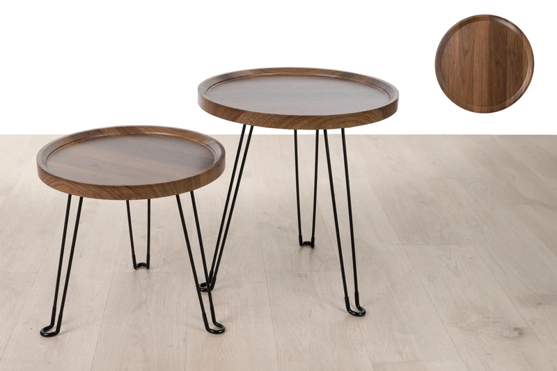 AlexandreHouse Set of 2 Mesas Madera Patas Metal