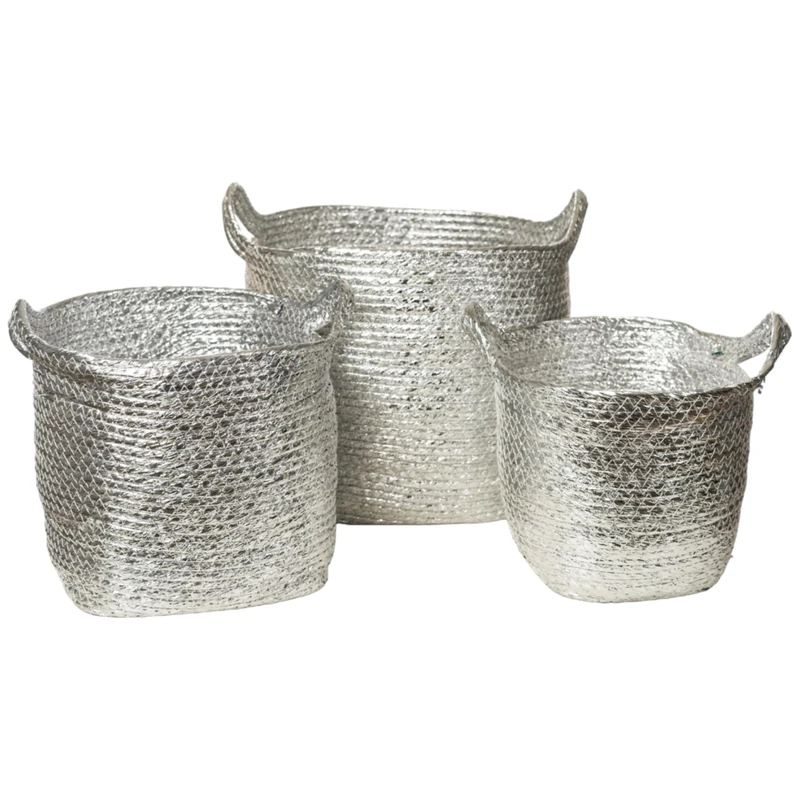 Set of 3 Fibre Plateado Baskets