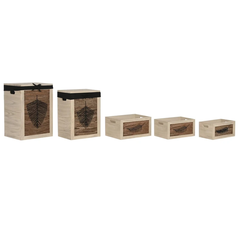 Rome Basket Set of 5 Fibres TRENZADA Madera 40X30X56
