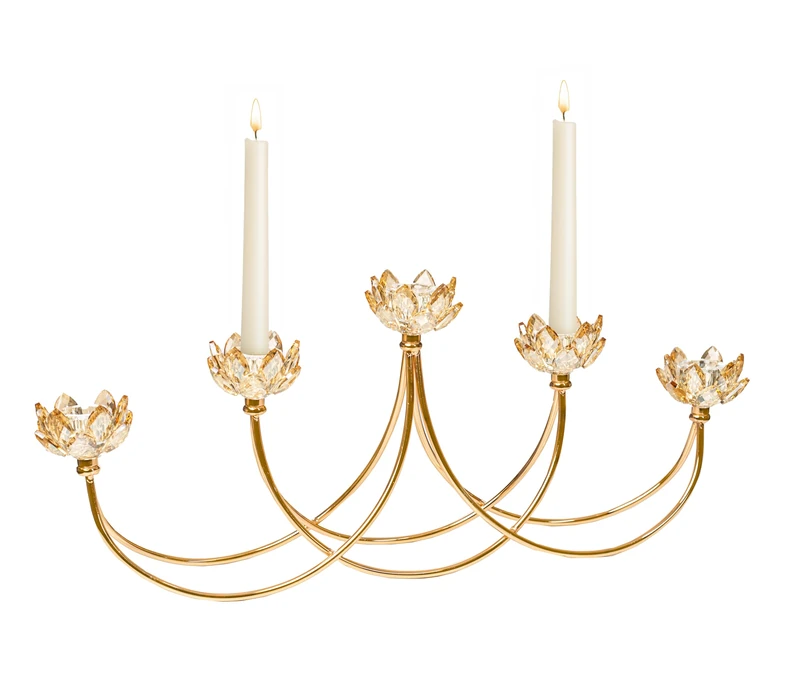 5 VELAS METAL DORADO/VIDRIO CANDLE