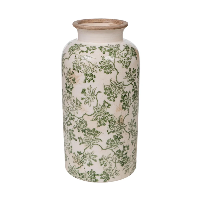 FLORERO PEQUEÑO PORCELANA BEIGE/GREEN