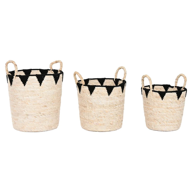 AlexandreHouse Basket Set of 3 Fibre 37 x 37 x 43 cm Natural
