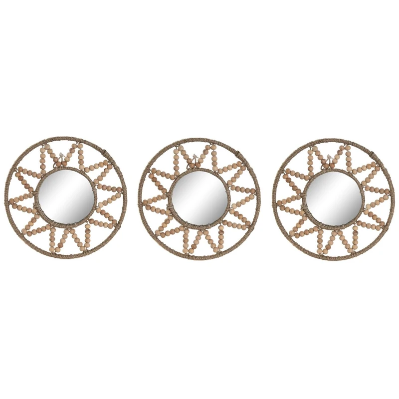Espejo Set of 3 Madera Crystal 20 x 1 x 20 cm Natural - Image 1