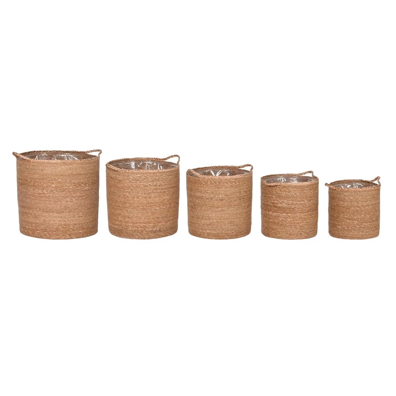 Basket Set of 5 Fibre 37 x 37 x 41 cm Natural
