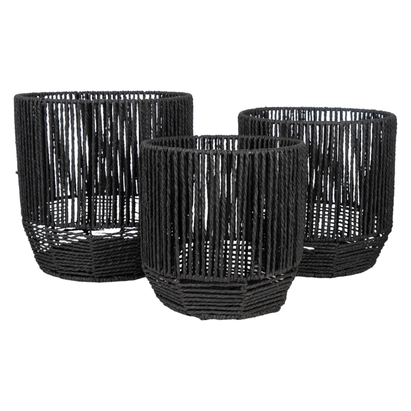 Set of 3 Maceteros Cuerda Black