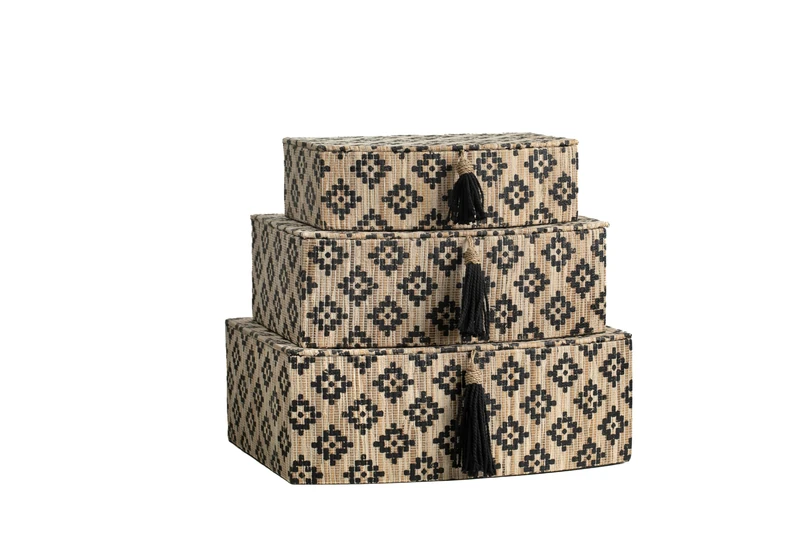 AlexandreHouse Set of 3 Natural Fibres / Borlon Boxes