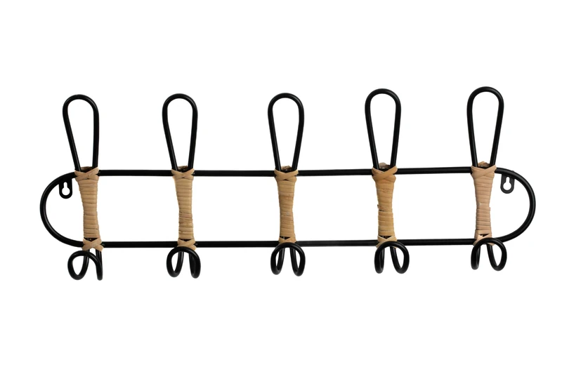 AlexandreHouse Percha Painted 5P. Metal/Black Rattan - Image 1
