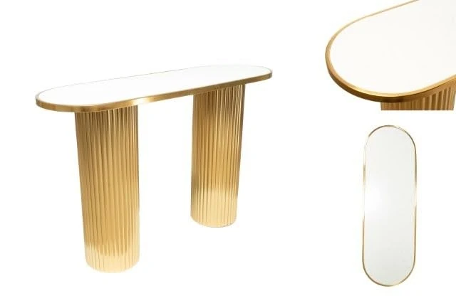 AlexandreHouse Dorada Tapa Marble Metal Console