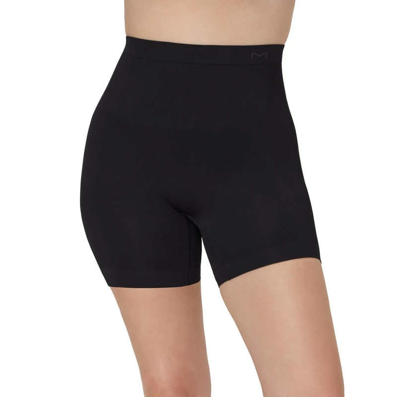 Maidenform Women's Seamless Mid-Waist Slimmer Shapewear, Soft & Lightweight Firm Control Thigh Shaper Briefs, Black, Large
