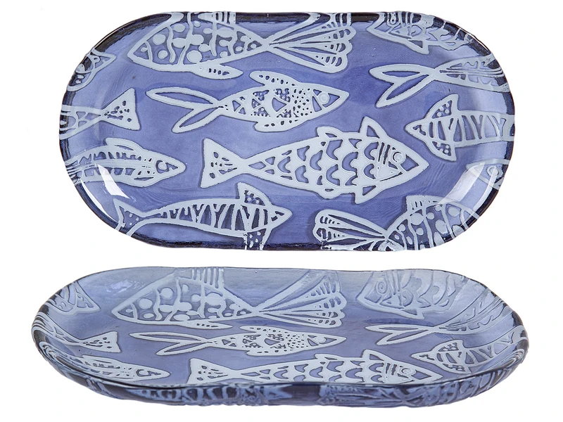 AlexandreHouse Plato RECTANG. VIDRIO Azul