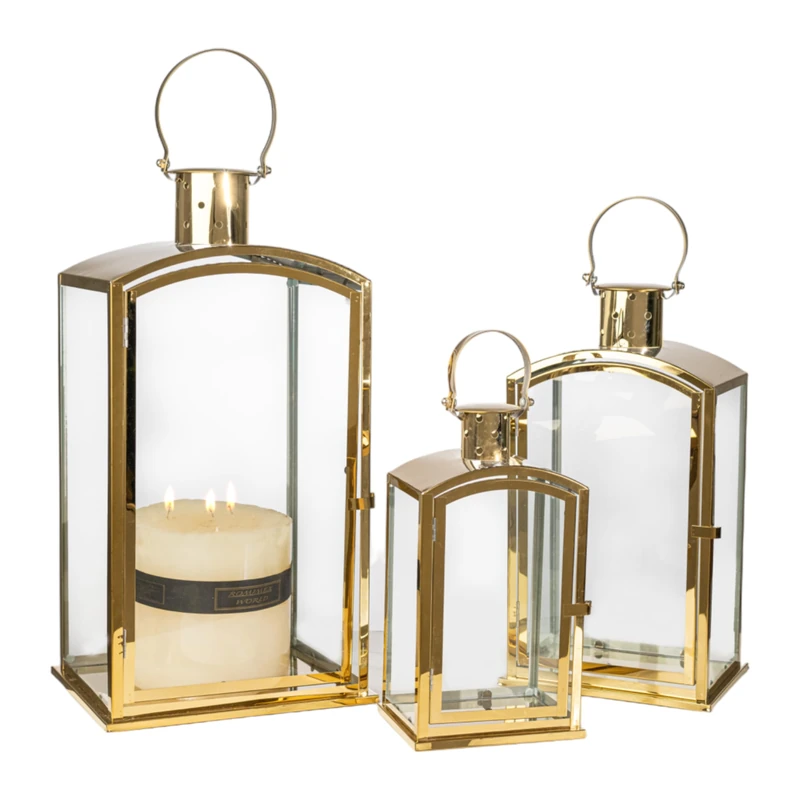 Set of 3 Metal Dorado Faroles