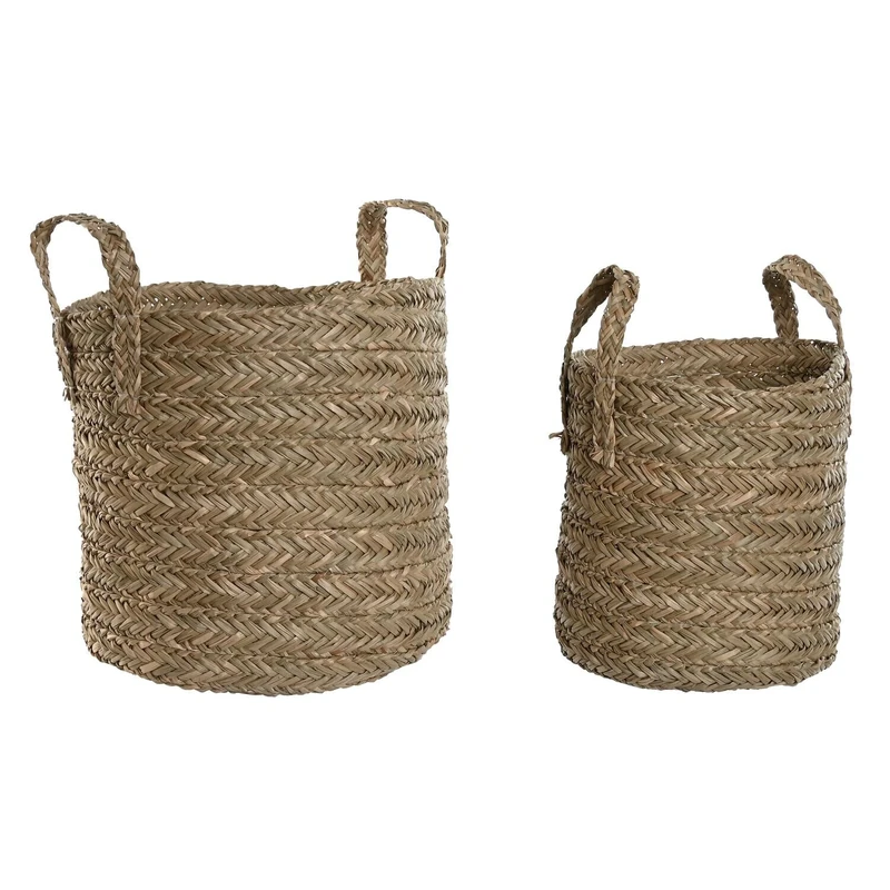 Basket Set of 2 Seagrass 40 x 40 x 45 cm Natural