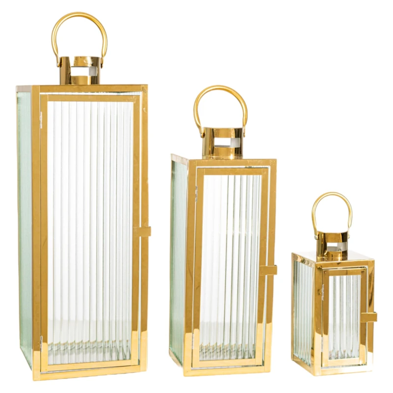 Set of 3 Metal Dorado Faroles - Image 1