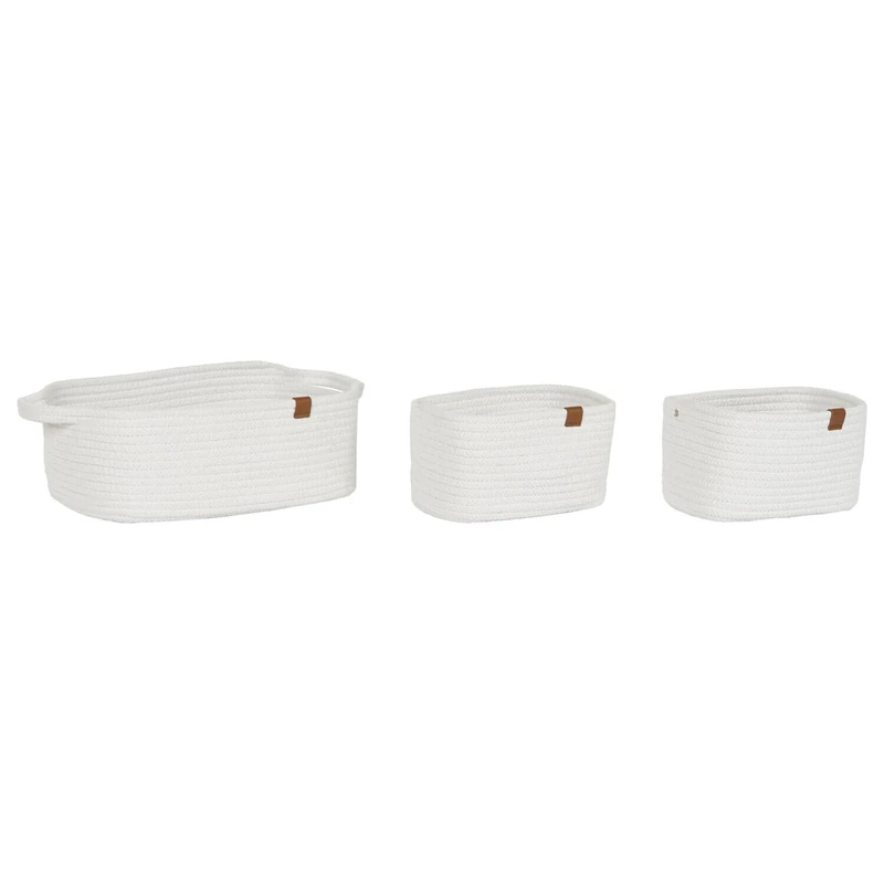 AlexandreHouse Basket Set of 3 Algodon 34 x 25 x 14 cm White - Image 1