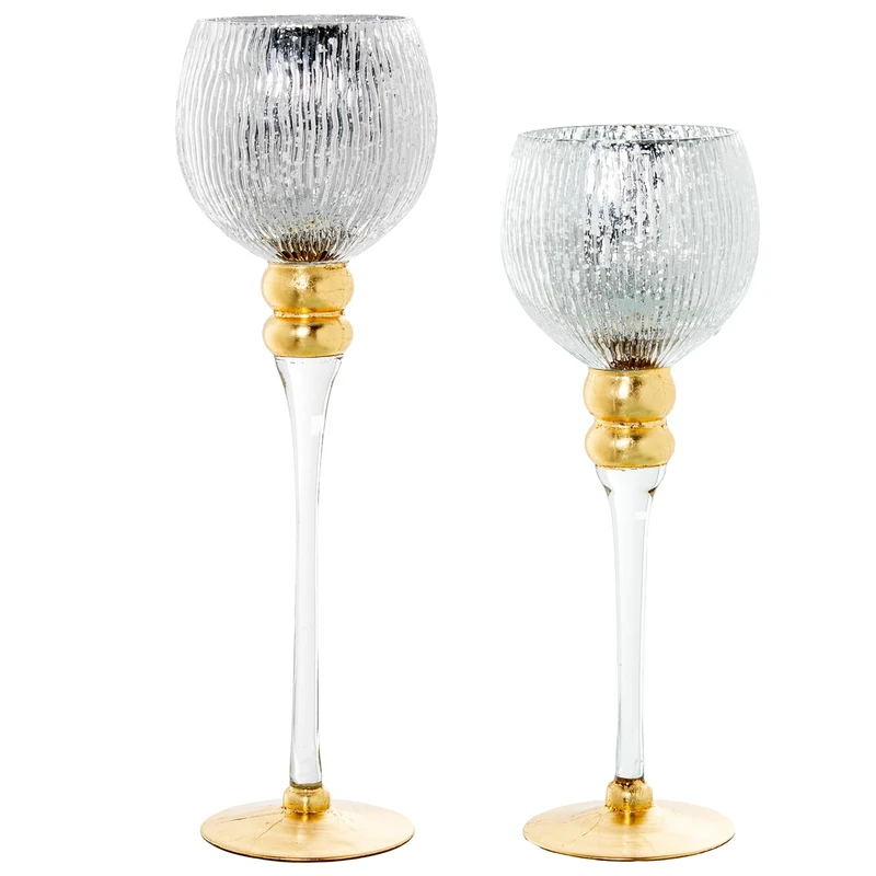 Set of 2 Copas 23201 Crystal Plateado Pie Dorado_°10X36+°10X40CM - Image 1