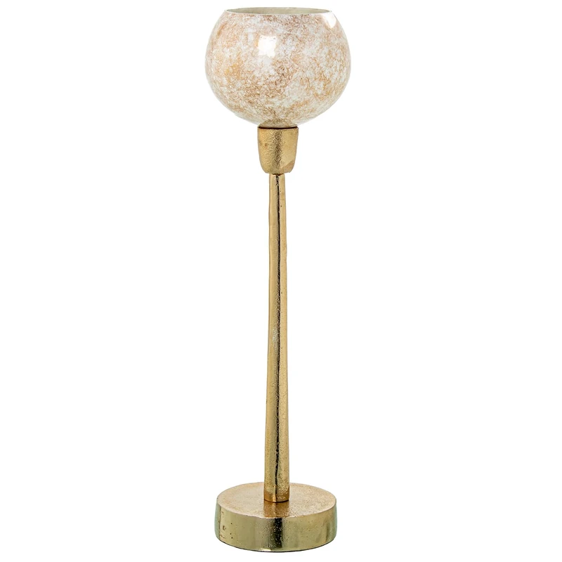 CANDLE HOLDER GLASS/GOLDEN ALUMINIUM_°10X44CM BASE:°10,5CM