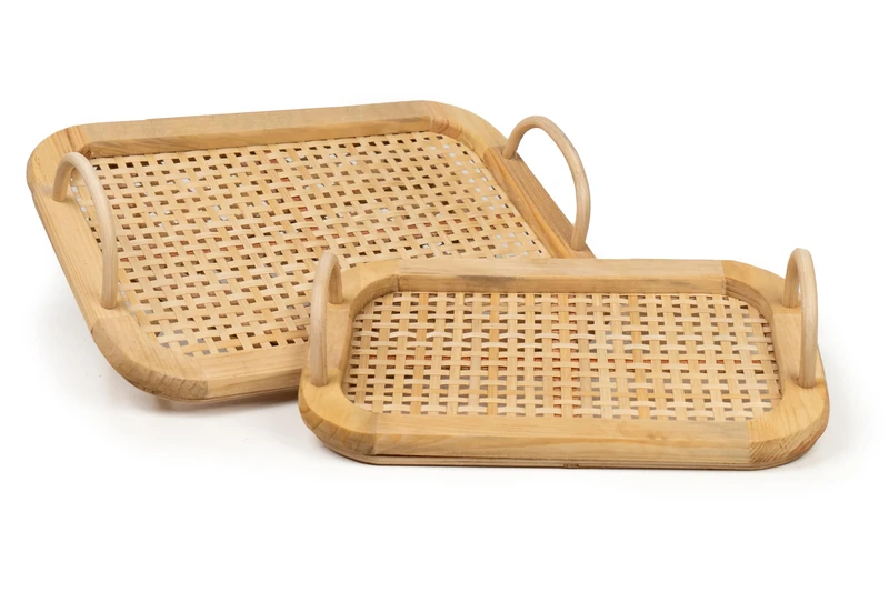 Set of 2 Madera Bandejas/Bamboo