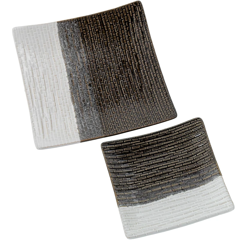 AlexandreHouse Set of 2 Centres 22383 Cuadradradoscerámica Mosaic Grey/Blanco 28 x 28 x 5 + 22 x 22 x 4 cm - Image 1