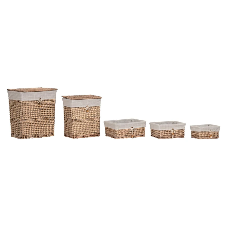 AlexandreHouse Basket Ropa Set of 5 Algodon 47 x 35 x 55 cm Beige