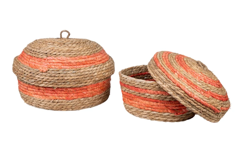 Set of 2 Redda Natural Fibers Boxes Pink