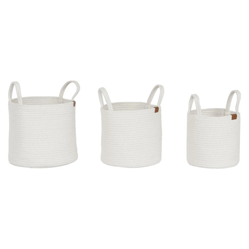 Algodon Basket Set of 3 30 x 30 x 28 cm with Asas Blanco - Image 1