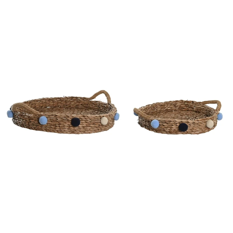 Basket Set of 2 Seagrass, 49 x 40 x 9.5 cm, Multi-Coloured