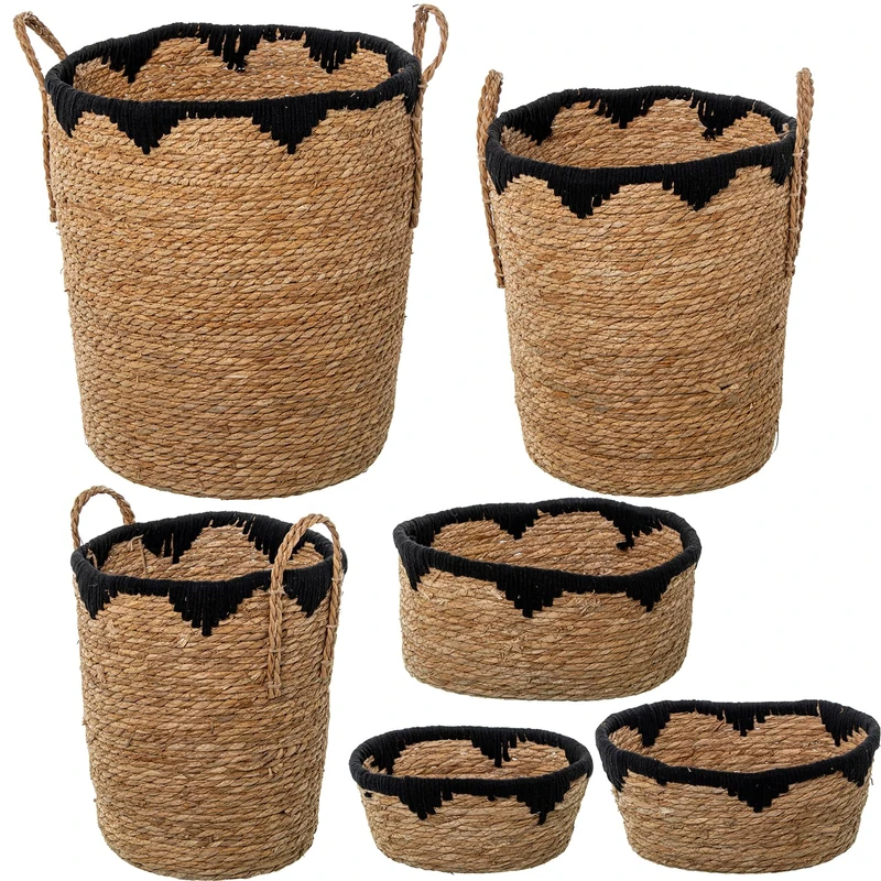 Set of 6 Baskets Hierba de Mar Natural+ Algodón_°40X47+°34X42+°28X37+34X25X16