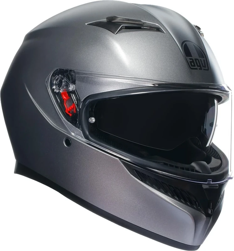 AGV - K3 E2206 MPLK, Full-face ECE Motorcycle Helmet with Spoiler and Scratch Resistant UV Visor, with Interphone Ready, Mono Matt Luna Grey, Unisex, XXL