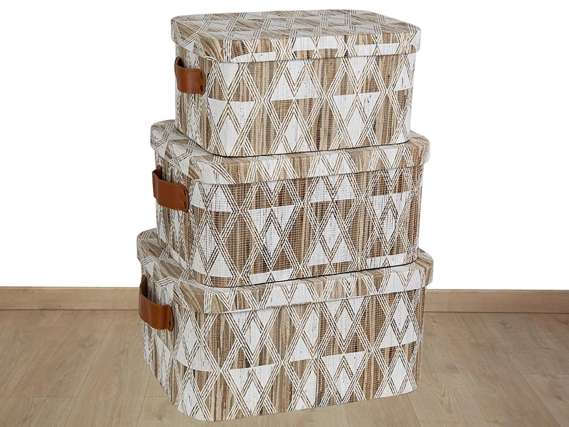 Set of 3 Natural Fibre Boxes Asas Piel - Image 1