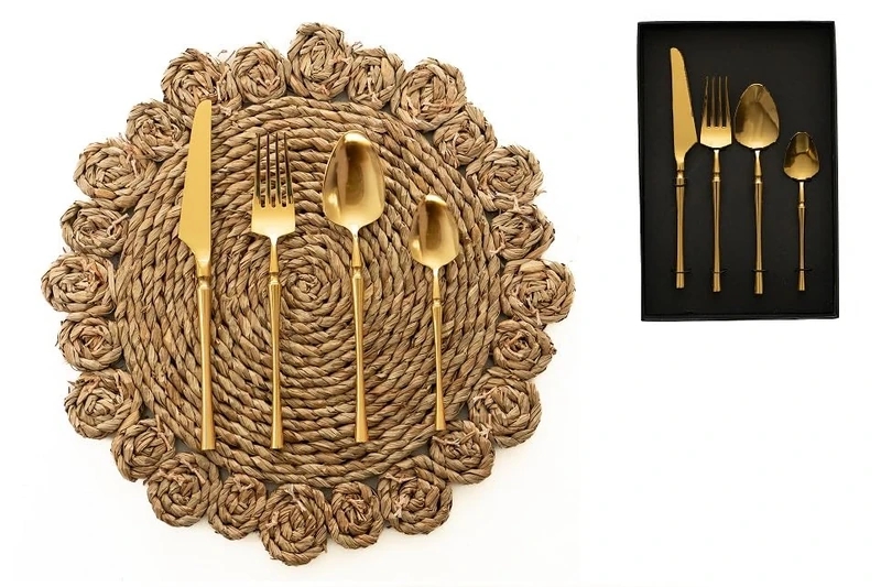 Set Cubiertos Maple Stainless Steel 4 Pieces Dorado - Image 1