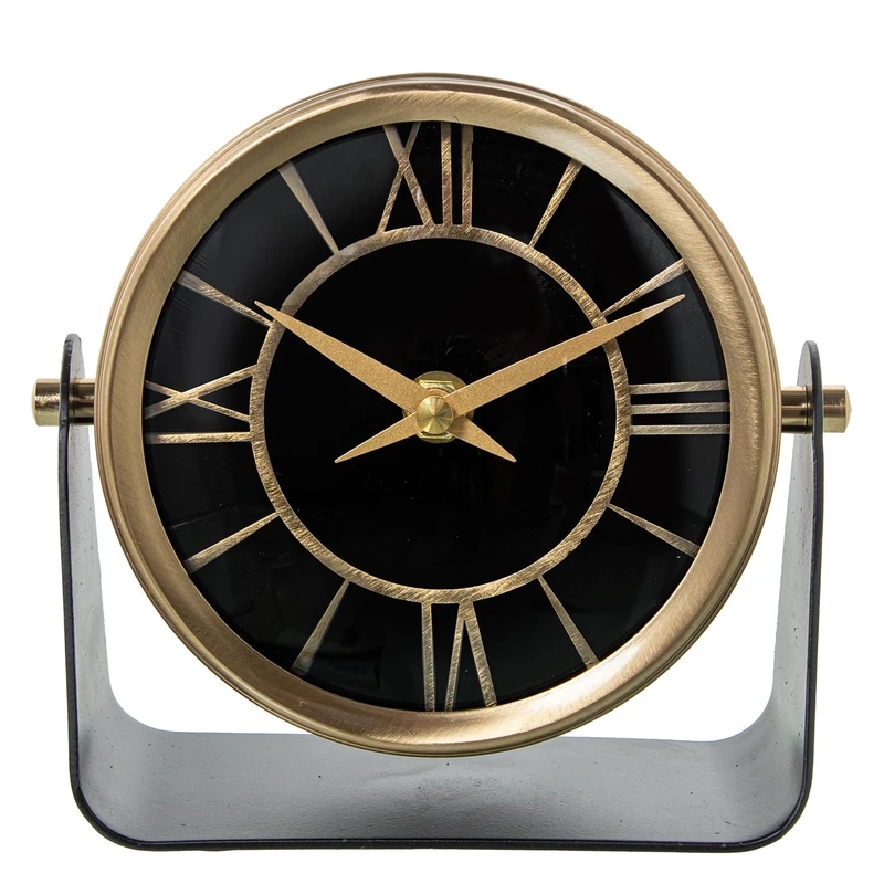 RELOJ 23357 SOBREMESA 14X14CM Dorado C/Base LatóN_14X8X14cm, Battery: 1XAA Not Included - Image 1