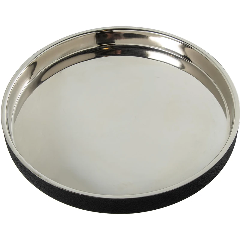 AlexandreHouse BANDEJA Redonda Maple Stainless Steel, Cubierta Black_°37X4 cm Int: 35 cm