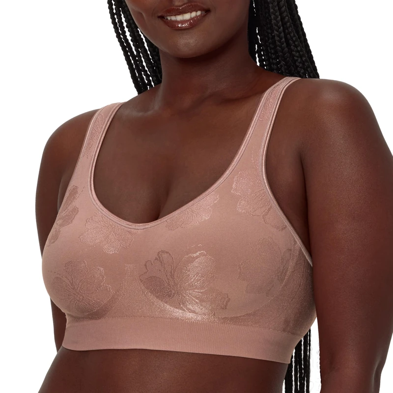 Bali Women's Comfort Revolution Wireless Bra, ComfortFlex Fit Full-Coverage Bra, DF3488, Smokey Purple Mauve Tropic, L