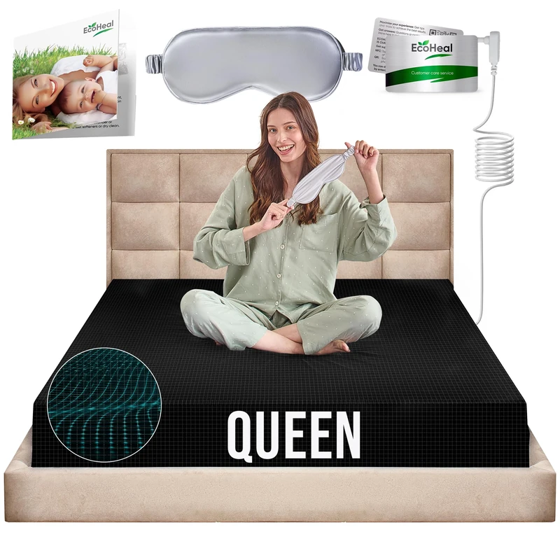 Earth Grounding Sheets Queen Size with 12% Silver Fiber & 4% Silk & 84% Cotton - Black - Quality Certified Grounded Well Bed Sheet - Conductive Fitted Sheet for Better Sleep