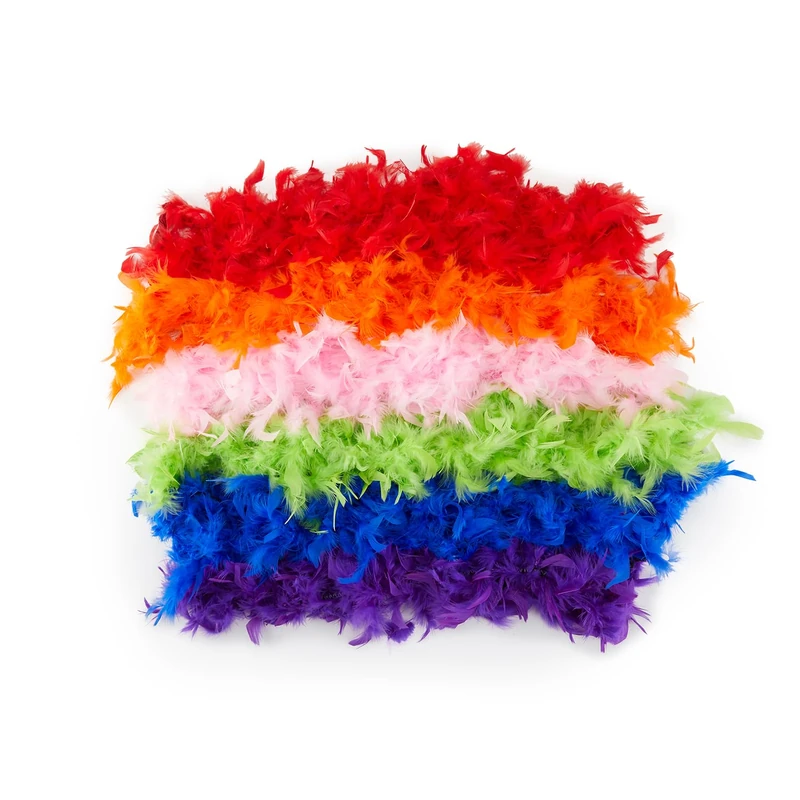 Zink 6PCS Colorful Feather Boas - 6 Fluffy Feather Boas for Dress-Up, Party Favors, Photo Booths, and More - Image 1