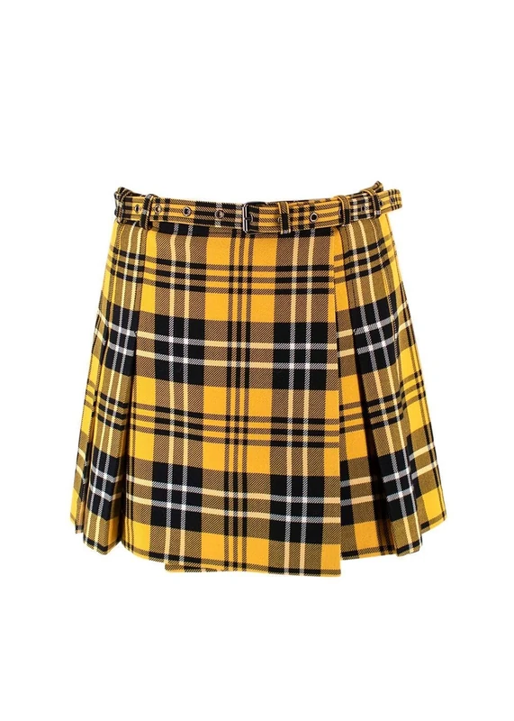 Dior Pre-Loved Yellow Checked Pleated Mini Skirt