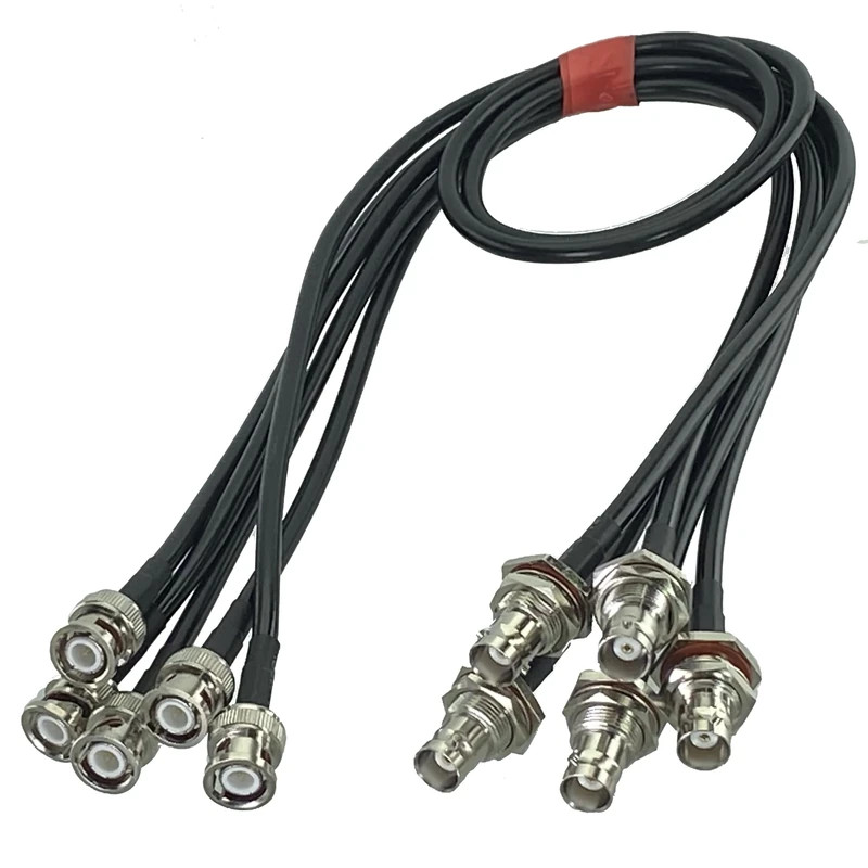 WERQKJXCZ RG58 BNC Male to BNC Female Jack Bulkhead Crimp Connector RF Pigtail Coax Jumper Cable Wire terminals 6inch~10FT 5Pcs,6FT (2M)