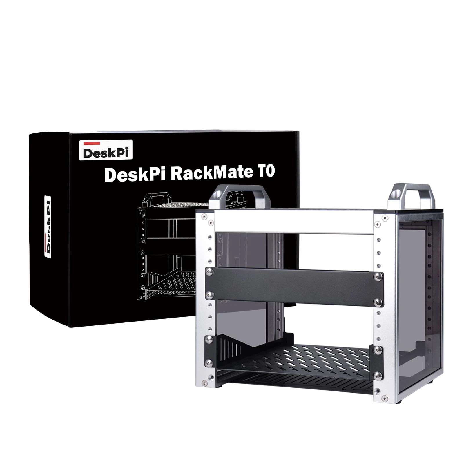 GeeekPi DeskPi RackMate T0, 10 Inch 4U Server Cabinet, 200mm Depth Mini Rack with Rack Shelf & Blank Panel, for 10 Inch AV, NAS and Server Equipment (Silver)