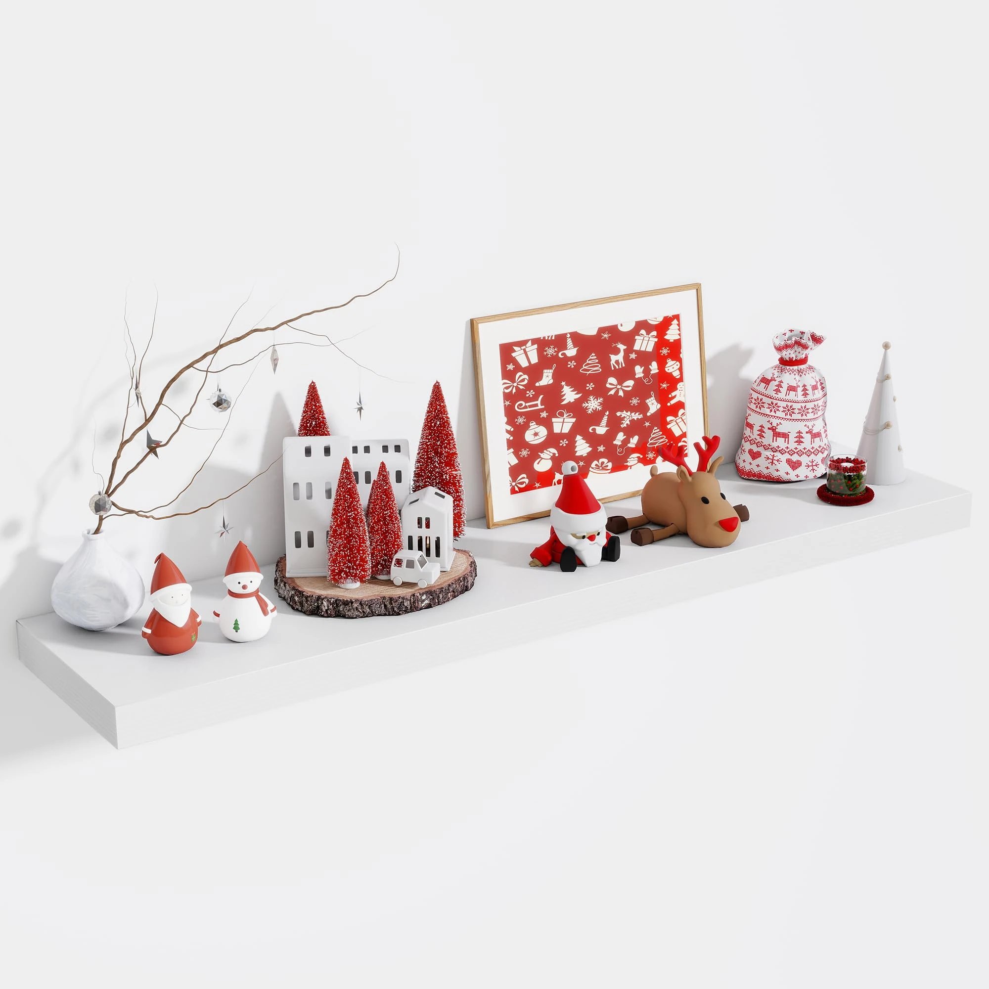 Fun Memories 10 Inch Deep Shelves, Floating Shelves for Wall 48 Inches Long, Wood Floating Shelves for Wall, Large Storage Shelves Wall Mount for Living Room Bedroom, White, Set of 1