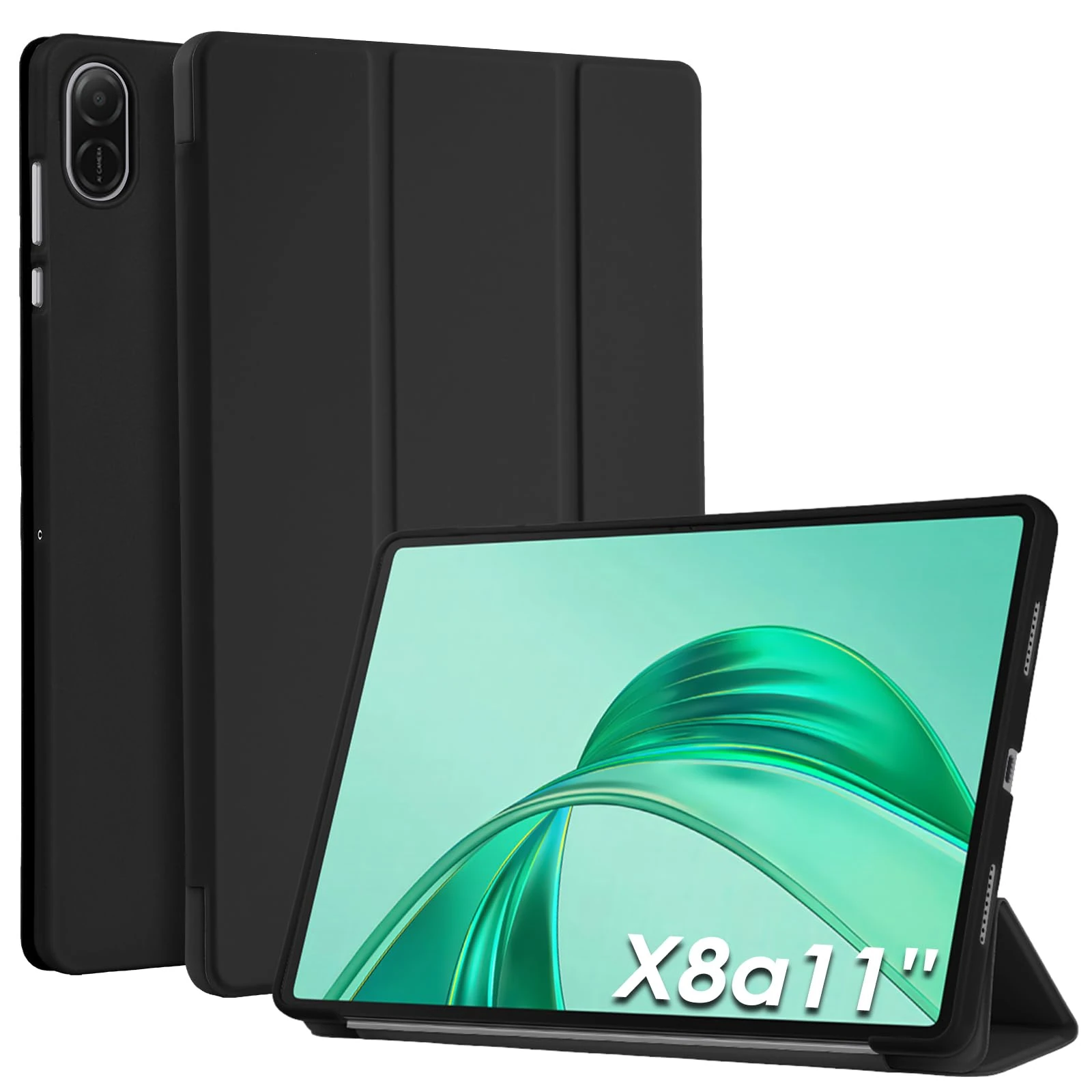 WD&CD Case Compatible with Honor Pad X8a 11'', Ultra Slim Smart Leather Cover with Stand Function Compatible with Honor Pad X8a 11" Tablet, Black