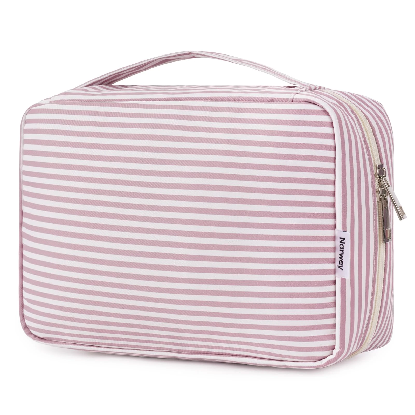 Travel Hanging Toiletry Wash Bag Toiletry Bags for Women Toiletries Bag Washbag Makeup Cosmetic Organizer for Men Girls (Dusty Rose Stripe)