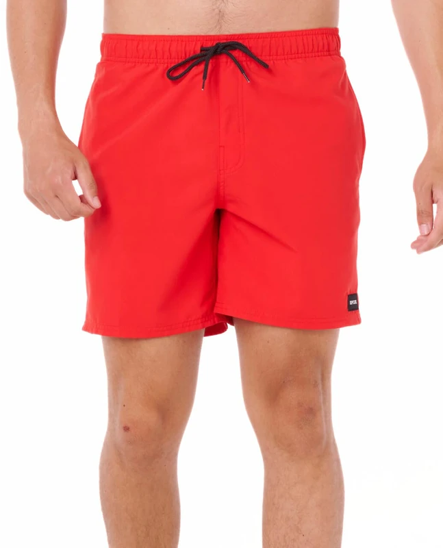 RIP CURL Men's 17" Volley Boardshorts – Elastic Waist Swim Trunks with Fast-Drying Stretch Fabric and Pockets Board Shorts, Red, Large - Image 1